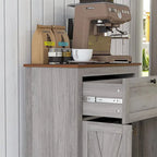 Farmhouse Barn Door Accent Cabinet with Drawer & Adjustable Shelf