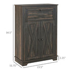 Farmhouse Barn Door Accent Cabinet with Drawer & Adjustable Shelf