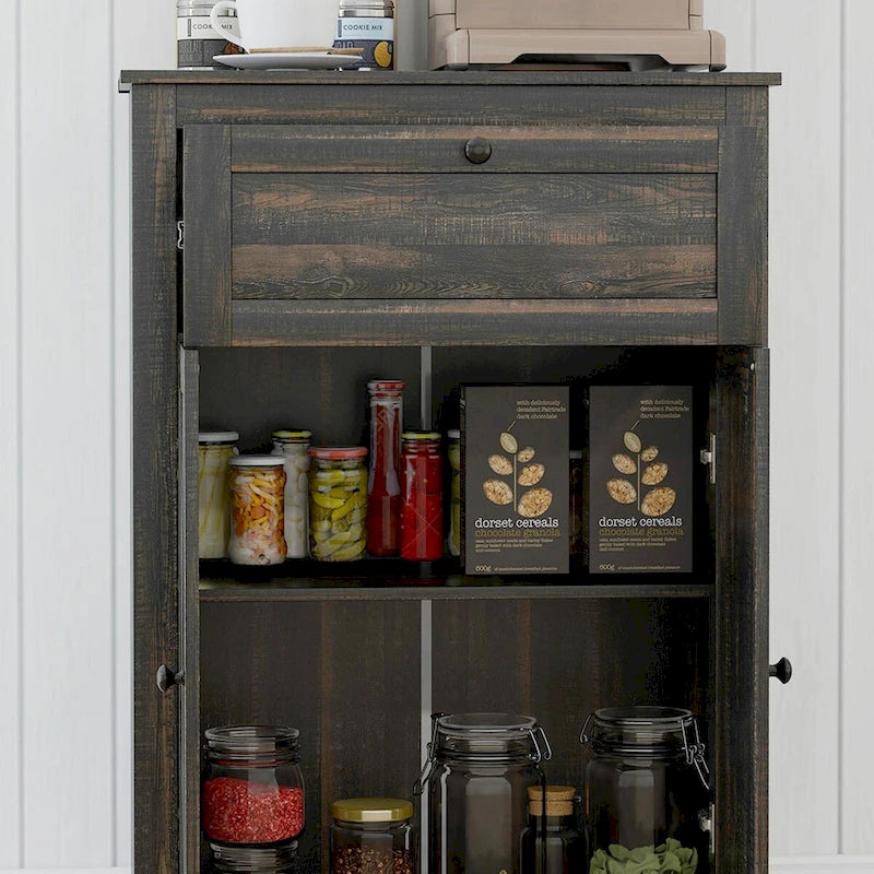 Farmhouse Barn Door Accent Cabinet with Drawer & Adjustable Shelf