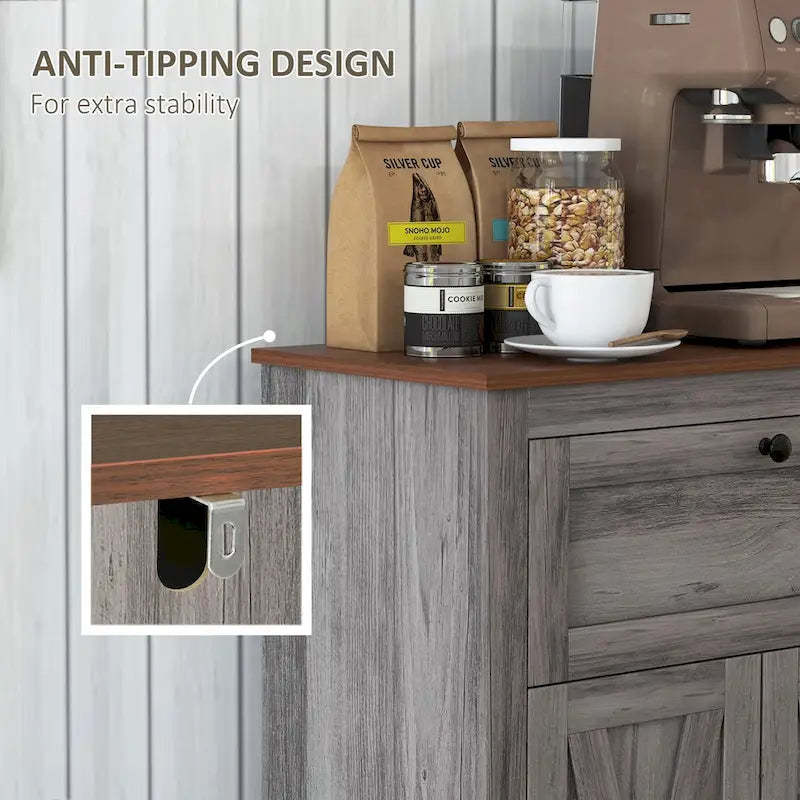 Farmhouse Barn Door Accent Cabinet with Drawer & Adjustable Shelf