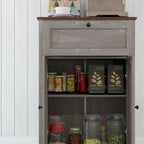 Farmhouse Barn Door Accent Cabinet with Drawer & Adjustable Shelf
