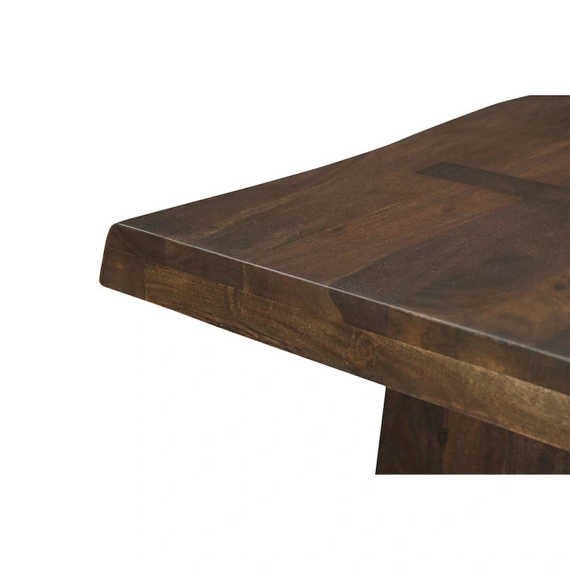 Live Edge Solid Acacia Wood Double Pedestal Dining Table