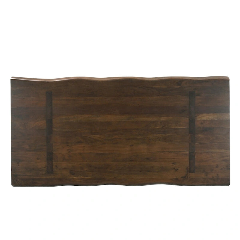 Live Edge Solid Acacia Wood Double Pedestal Dining Table