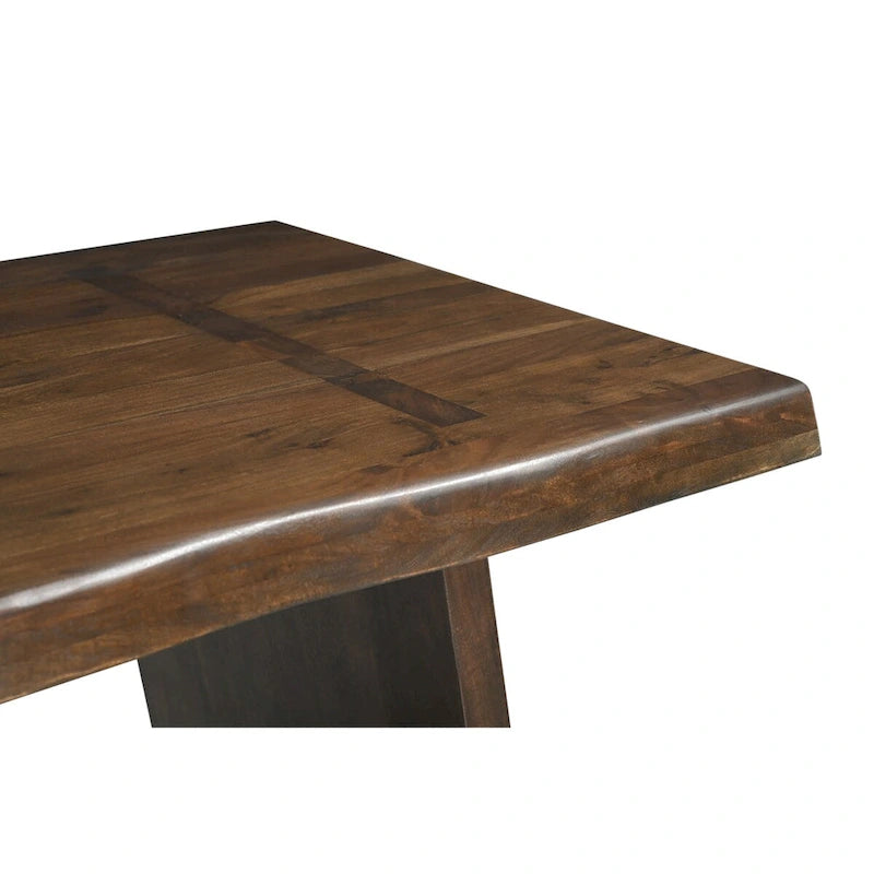 Live Edge Solid Acacia Wood Double Pedestal Dining Table