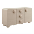 57" Retro Curved Sideboard Storage Cabinet with Drawers & Adjustable Shelves