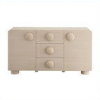 57" Retro Curved Sideboard Storage Cabinet with Drawers & Adjustable Shelves
