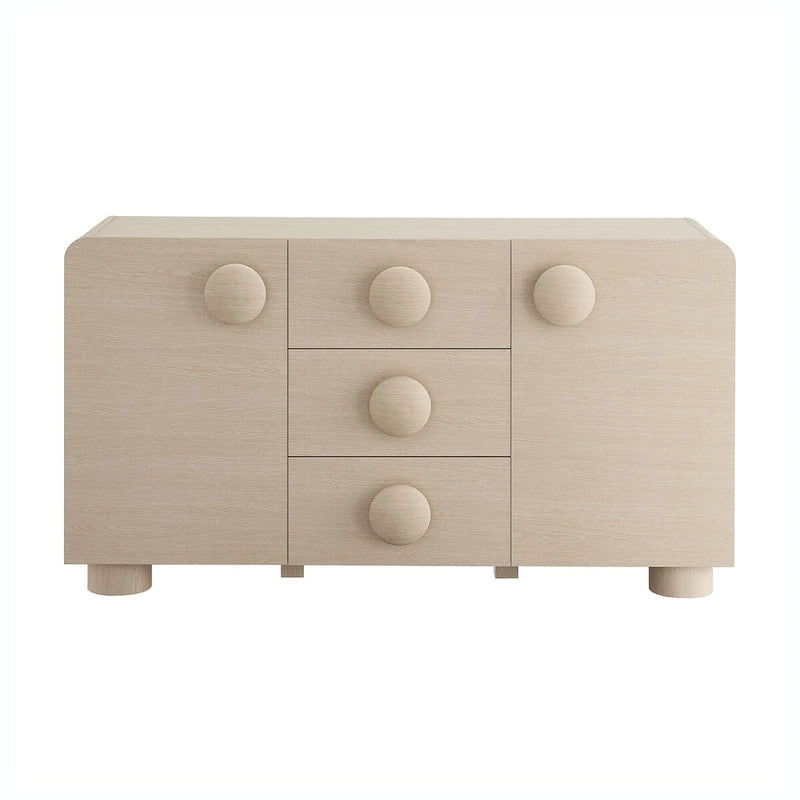 57" Retro Curved Sideboard Storage Cabinet with Drawers & Adjustable Shelves