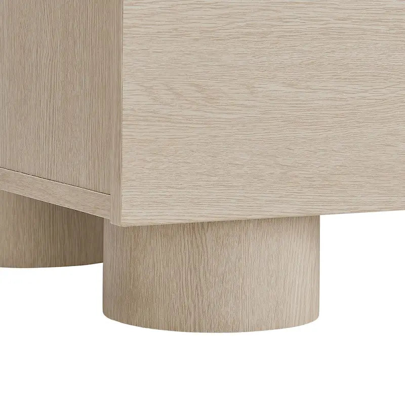 57" Retro Curved Sideboard Storage Cabinet with Drawers & Adjustable Shelves