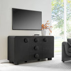 57" Retro Curved Sideboard Storage Cabinet with Drawers & Adjustable Shelves