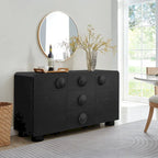 57" Retro Curved Sideboard Storage Cabinet with Drawers & Adjustable Shelves