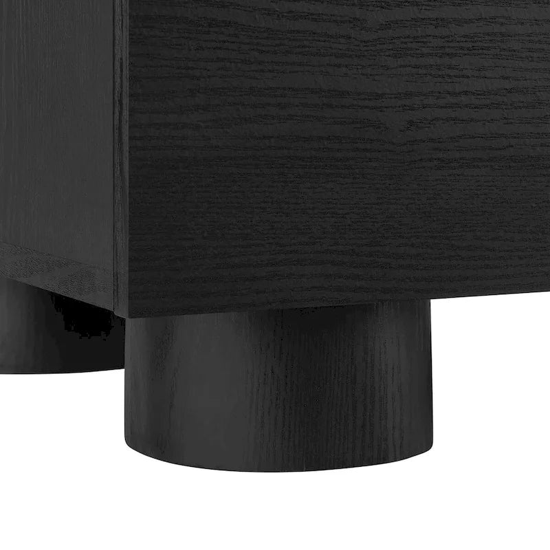 57" Retro Curved Sideboard Storage Cabinet with Drawers & Adjustable Shelves